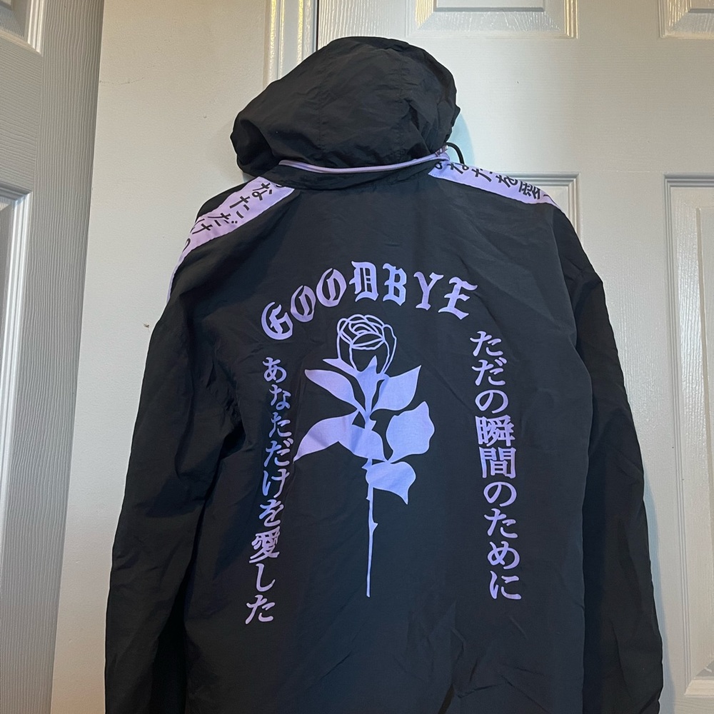By Samii Ryan Goodbye Japan Black&lavender Windbreaker